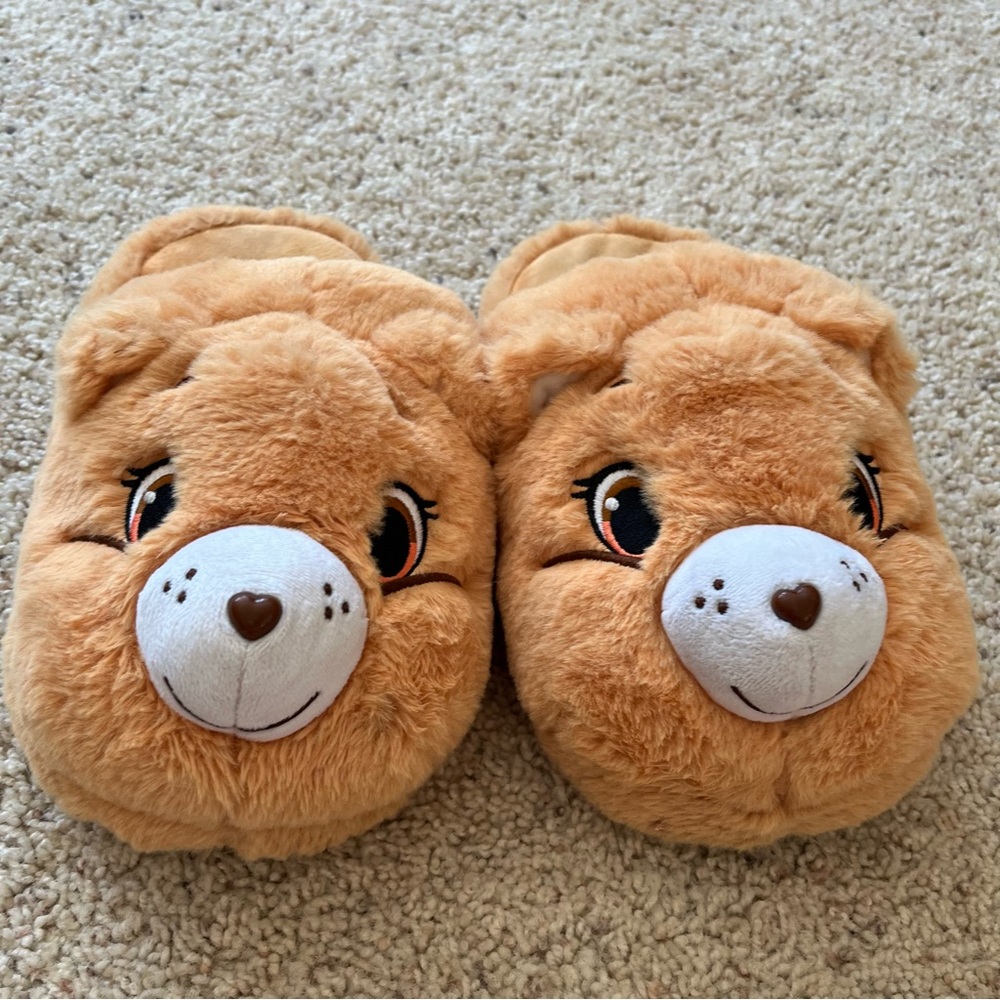 Care Bears Tenderheart Adult Slippers Embroidered Red Hearts Women’s S/M